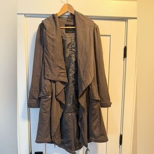 All Saints Charcoal Drape Trench Coat